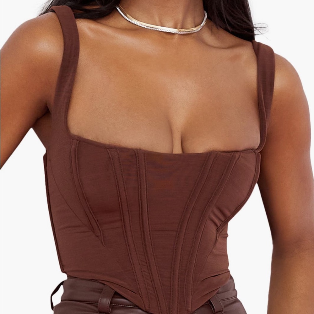House of CB Ninetta Mesh Chocolate Corset Top